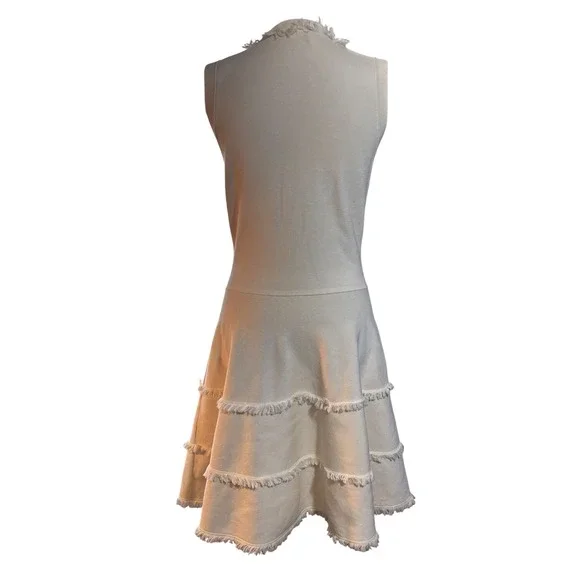Kate Spade White Sleeveless Fringe Trim Tiered Knit Fit and Flare Dress Medium - Picture 13 of 15